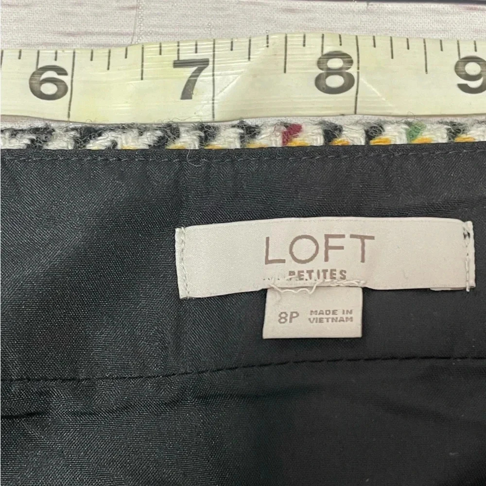 LOFT Plaid Wool Blend Mini Skirt Dark Academia Preppy Twee 8P Green Multi - Picture 4 of 8
